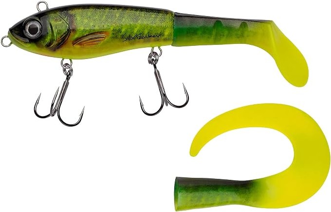 Abu Garcia Svartzonker McHybrid Pike Fishing Lure - Hybrid Hard Soft Swimbait - Bait Supplied with Paddle Tail and Curl Tail
